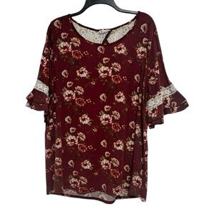 Siren Lily Floral Blouse with Lace